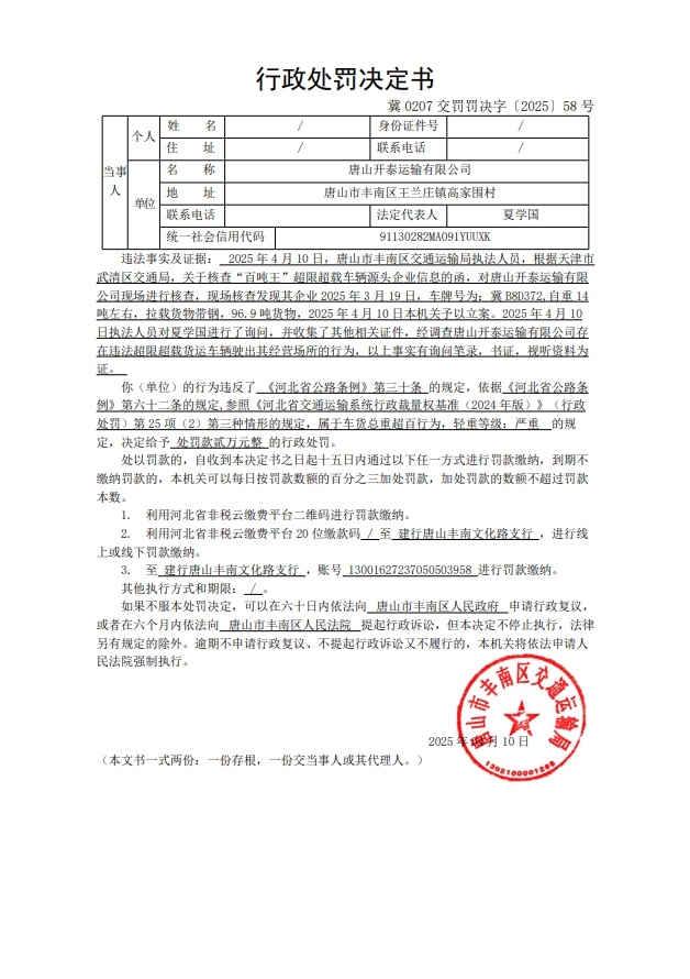 冀 0207 交罚罚决字〔2025〕58 号.jpg