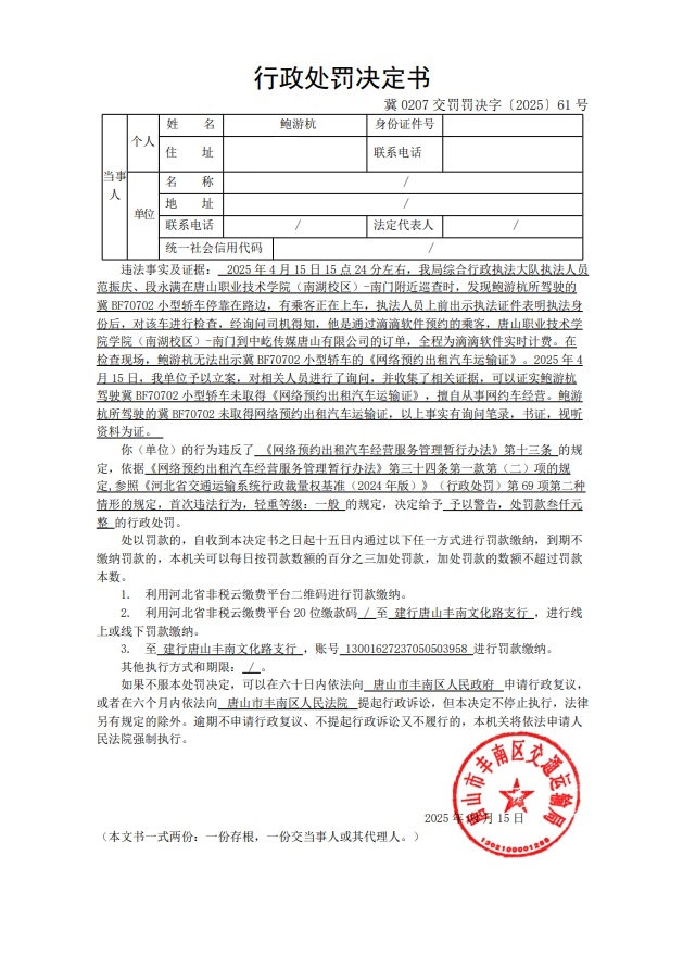 冀 0207 交罚罚决字〔2025〕61 号.jpg