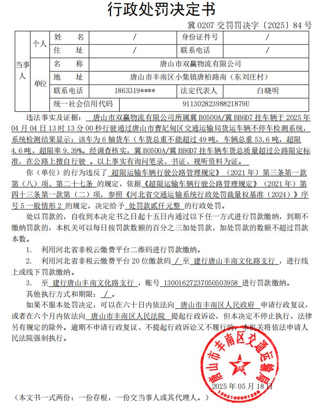 冀 0207 交罚罚决字〔2025〕84 号.jpg
