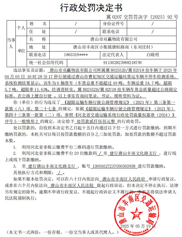 冀 0207 交罚罚决字〔2025〕92 号.jpg