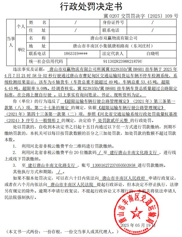 冀 0207 交罚罚决字〔2025〕109 号.jpg