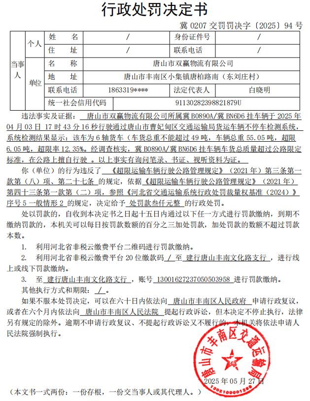 冀 0207 交罚罚决字〔2025〕94 号.jpg