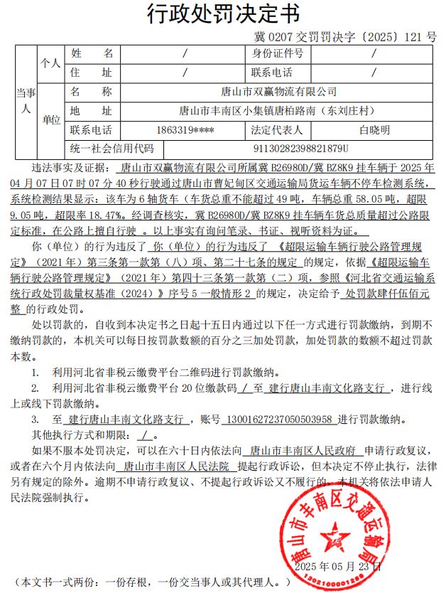 冀 0207 交罚罚决字〔2025〕121 号.jpg